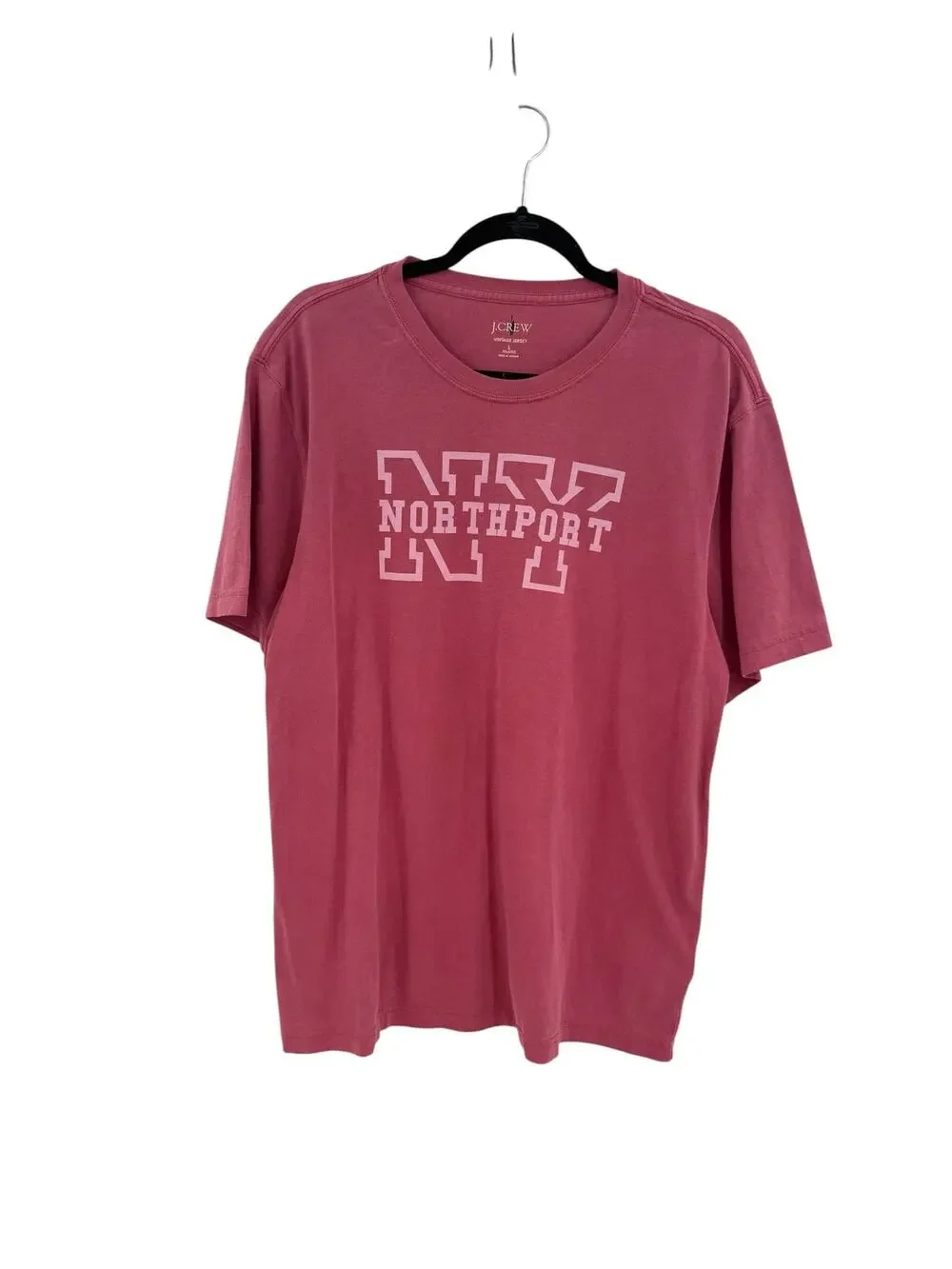 J.Crew Northport NY Vintage Jersey Graphic T Shirt‎ Pink Relaxed Men's Large